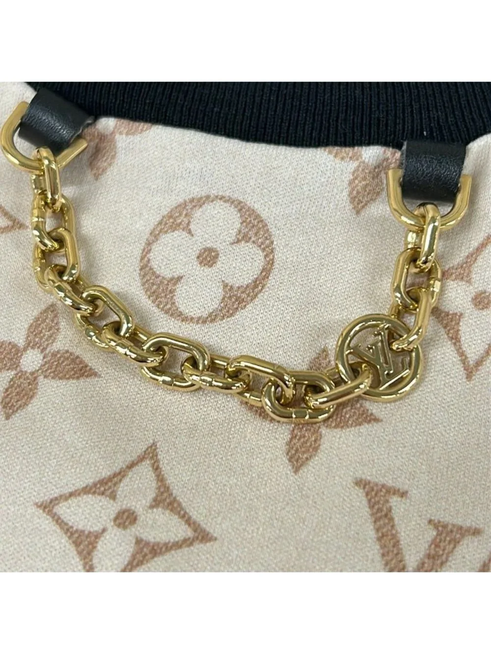 ★SOLD★ Louis Vuitton Short Sleeve T-Shirt L Beige Light Brown Black Crew Neck - Picture 9 of 9